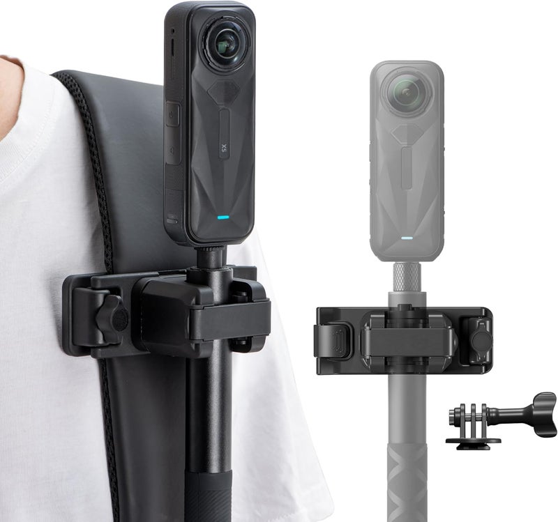 STARTRC حامل عصا السيلفي مع حزام ظهر ومشبك تركيب لجهاز Insta 360 X5 X4 Air Go Ultra ACE Pro 2 قابل للتعديل مع إطلاق سريع لجهاز Pro Hero 13 12 Max 2 لجهاز DJI Osmo Nano Action 6 5 ملحقات - Image 1
